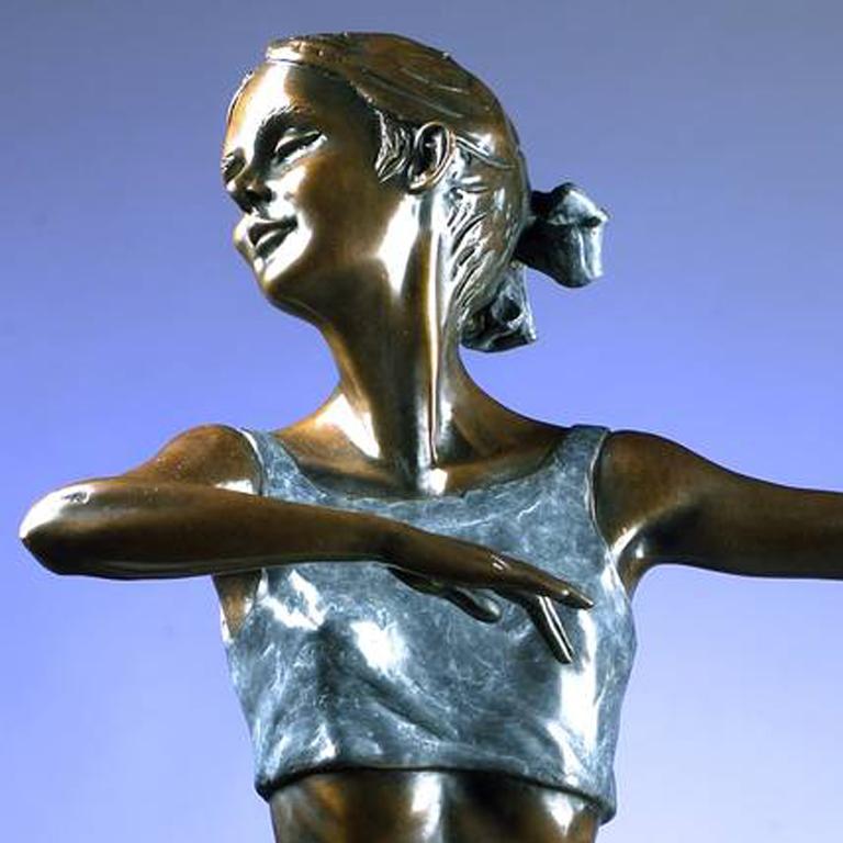 Pirouette. A bronze sculpture of an elegant ballet dancer by Benson Landes 1