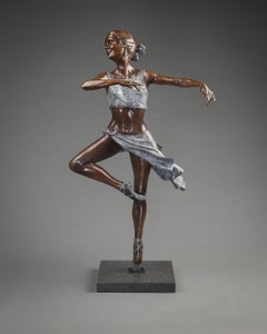 Pirouette. A bronze sculpture of an elegant ballet dancer by Benson Landes