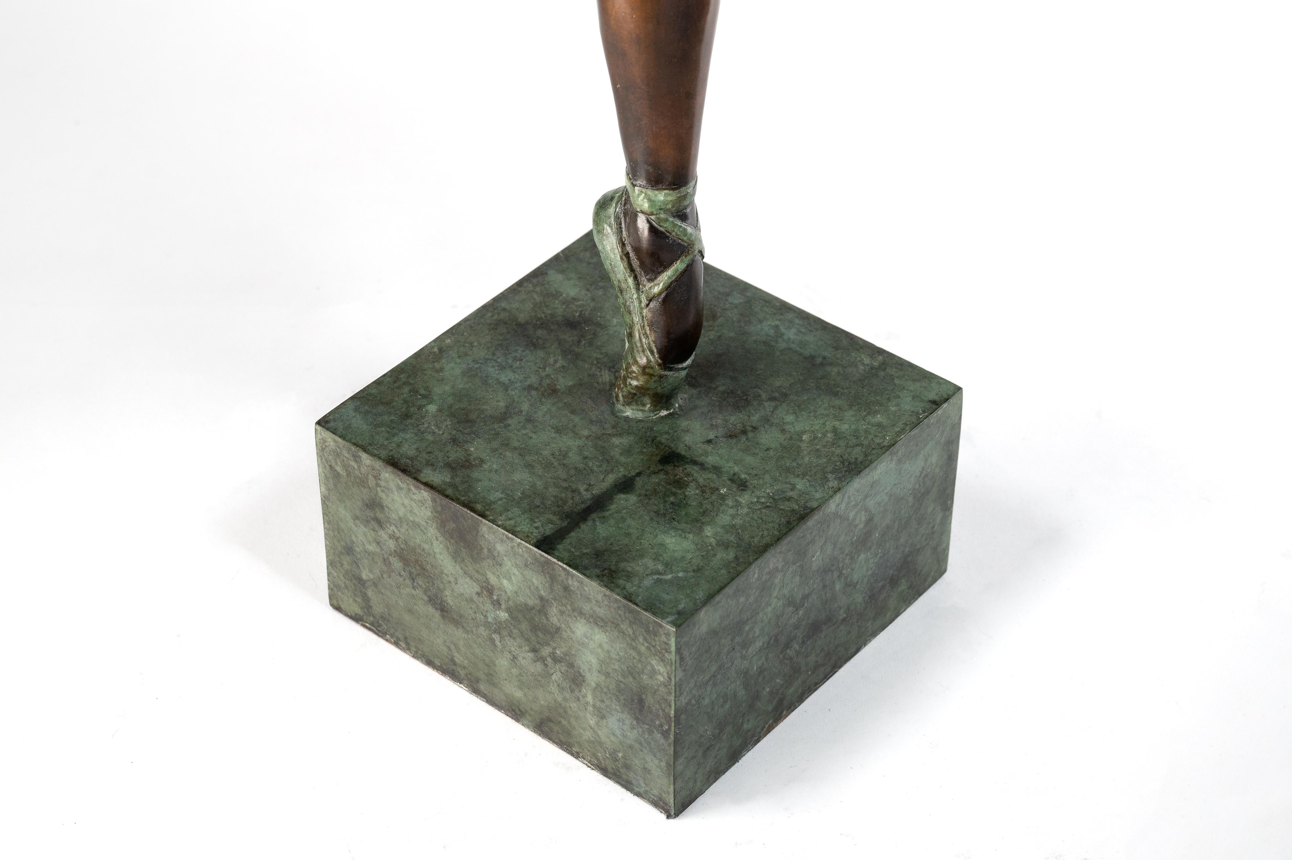 'Pirouette' Contemporary Bronze Sculpture of a Ballerina Dancing, green, figure For Sale 7