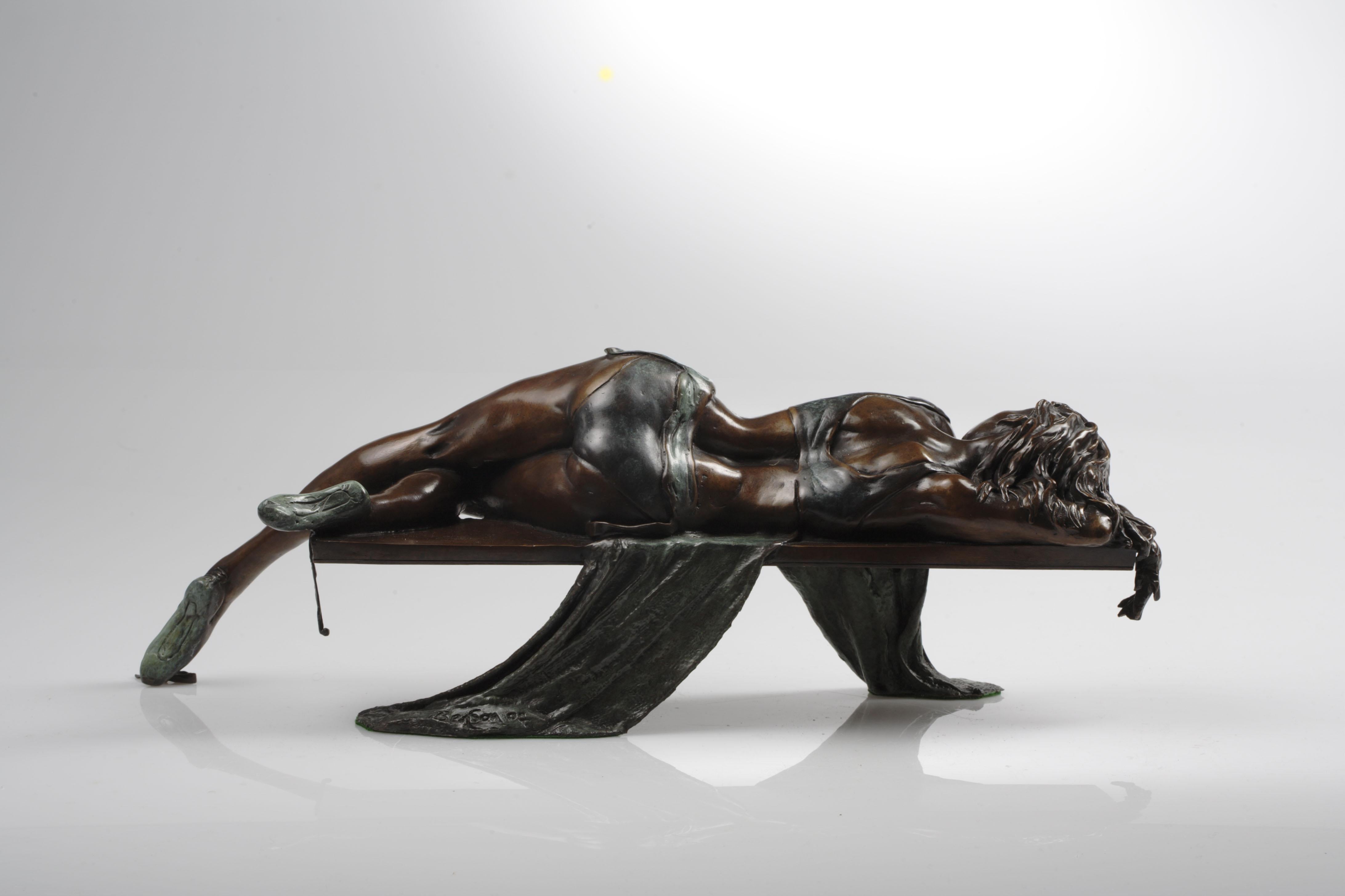 'Relaxing Dancer' Contemporary figurative Bronze sculpture of a Ballerina  - Sculpture by Benson Landes