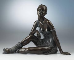 Vintage Repose - Bronze Sculpture of an elegant young ballet dancer by Benson Landes