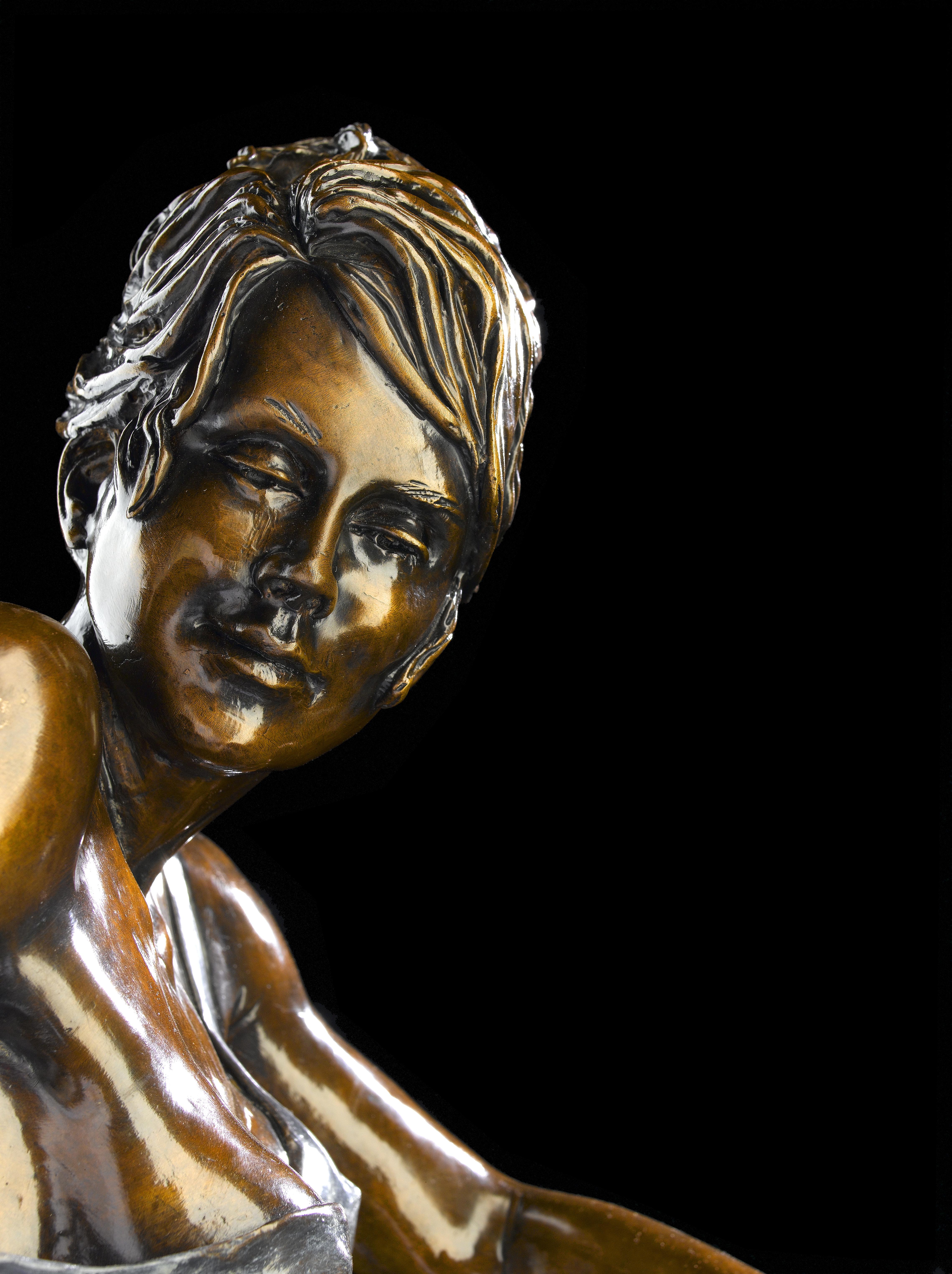 Resting. A bronze sculpture of a resting ballet dancer figure by Benson Landes For Sale 4