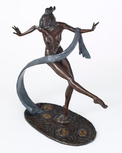 Solid Bronze 20th Century Nude Ballet Dancer 'Stepping Stones' by Benson Landes