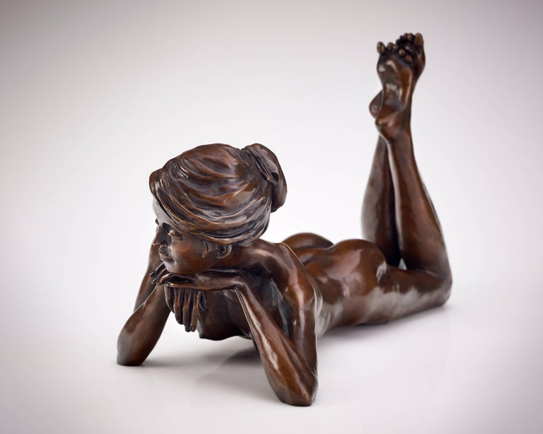 Solid Bronze Ballet Dancer Sculpture 'Meditation' by Benson Landes For Sale 1