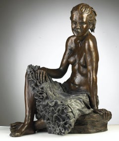 Solid Bronze Figurative Ballet Dancer Sculpture 'Petticoats' by Benson Landes