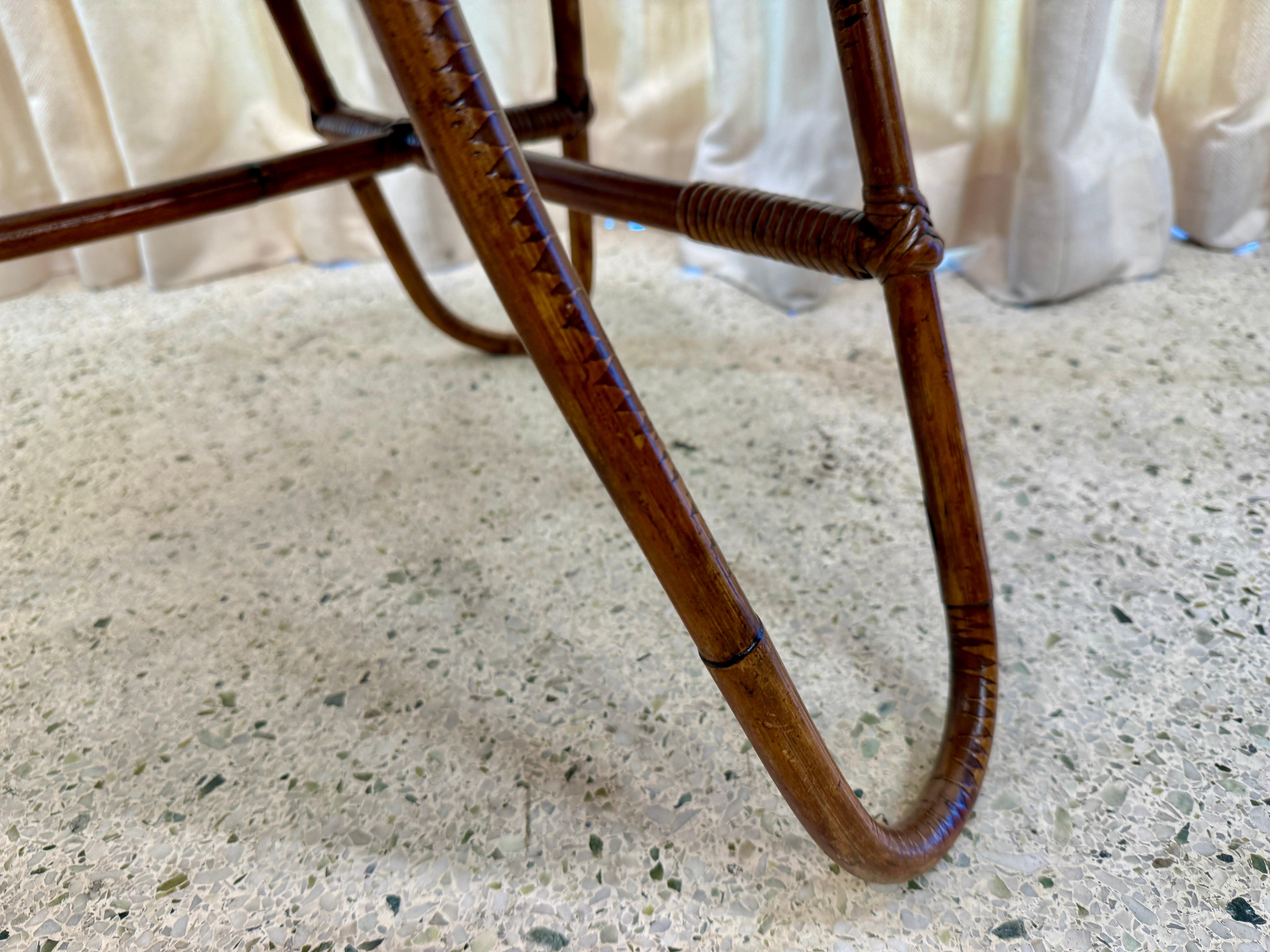 Italian Bent Bamboo Amorphic Side Table w/ Gucci Fabric Top, Style of Bonacina For Sale