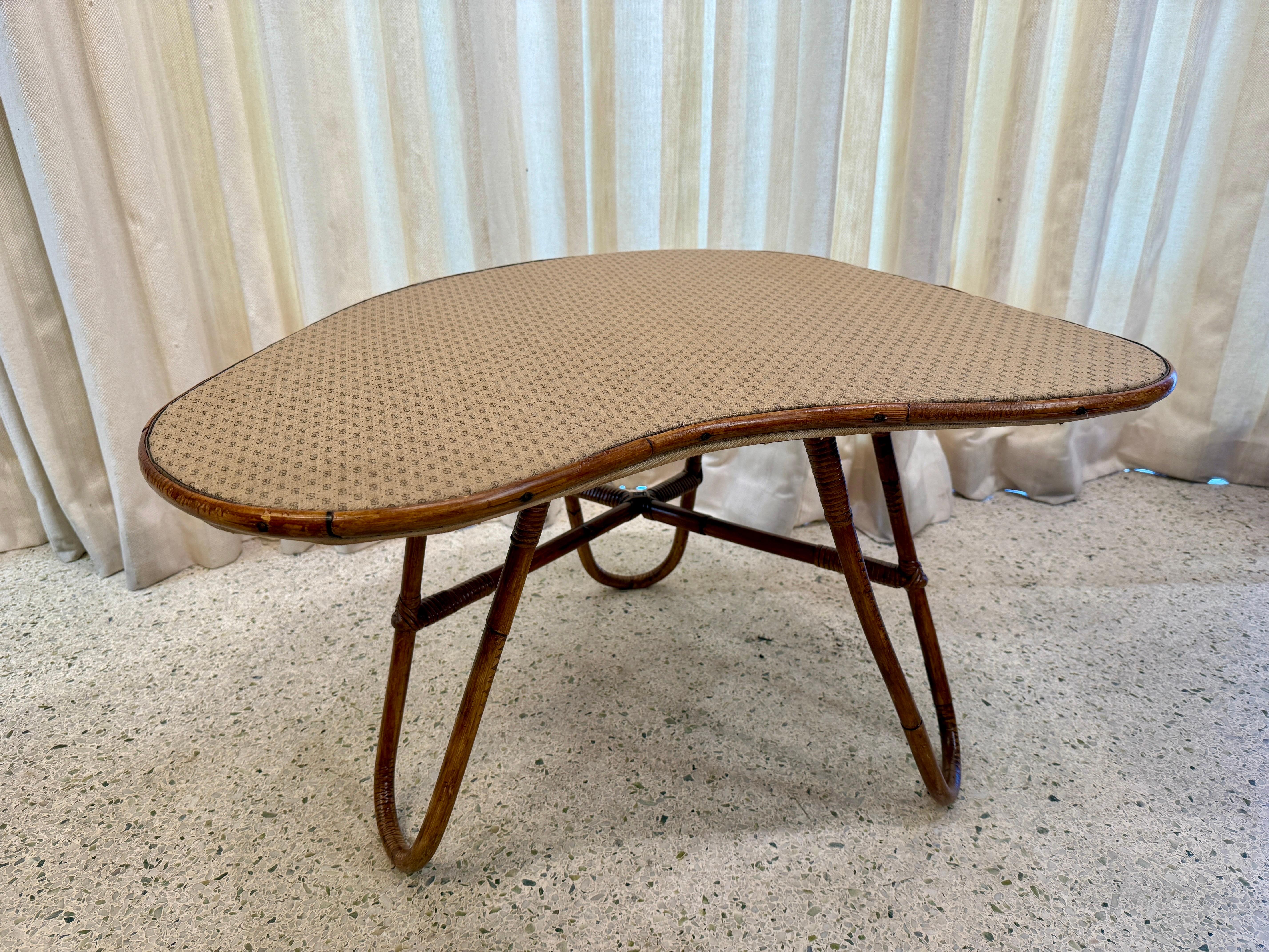 Bent Bamboo Amorphic Side Table w/ Gucci Fabric Top, Style of Bonacina For Sale 2