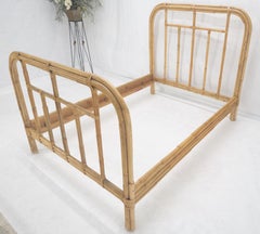 Bent Bamboo Rattan Headboard Footboard Queen Size Bed Mid Century MINT!