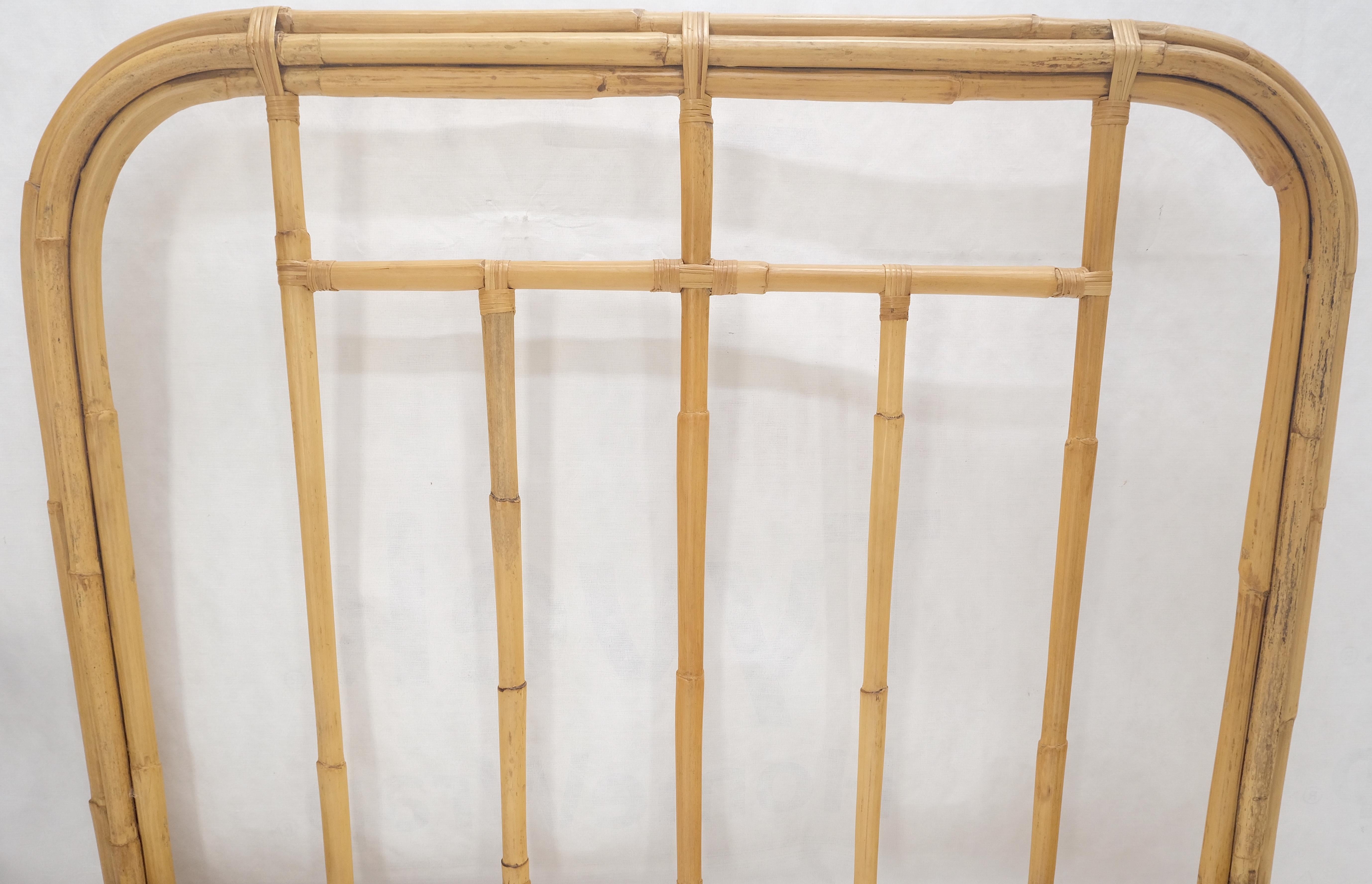 Bent Bamboo Rattan Headboard Footboard Queen Size Bed Mid Century MINT! For Sale 1