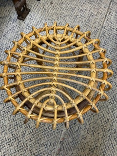 Bent Bamboo & Rattan Mid Century Modern Stool by Franco Albini