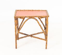 Bent Bamboo Red Painted Top Side Table