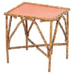 Bent Bamboo Red Painted Top Side Table
