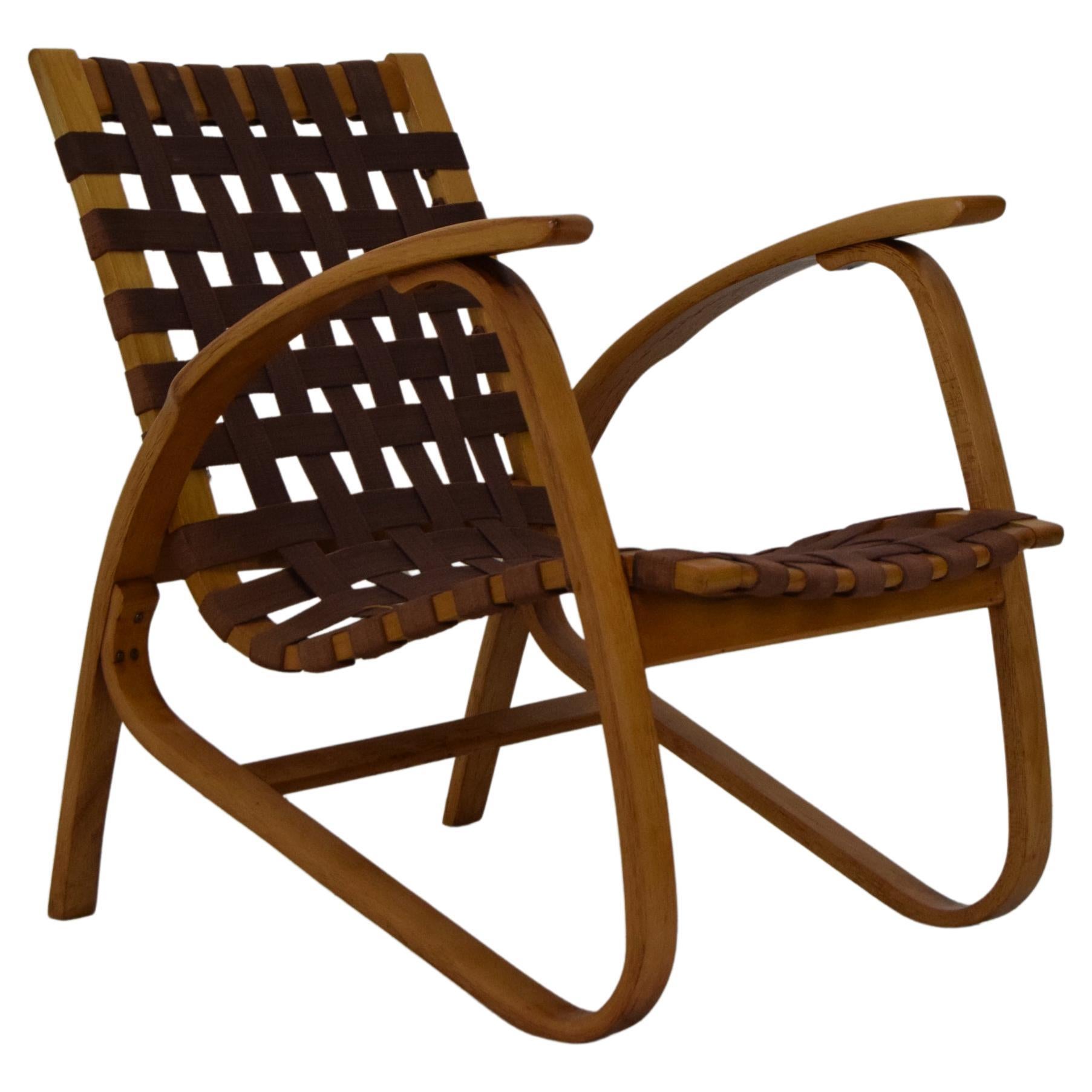 Bent Beechwood Armchair, Design Jan Vaněk, 1930's.  For Sale