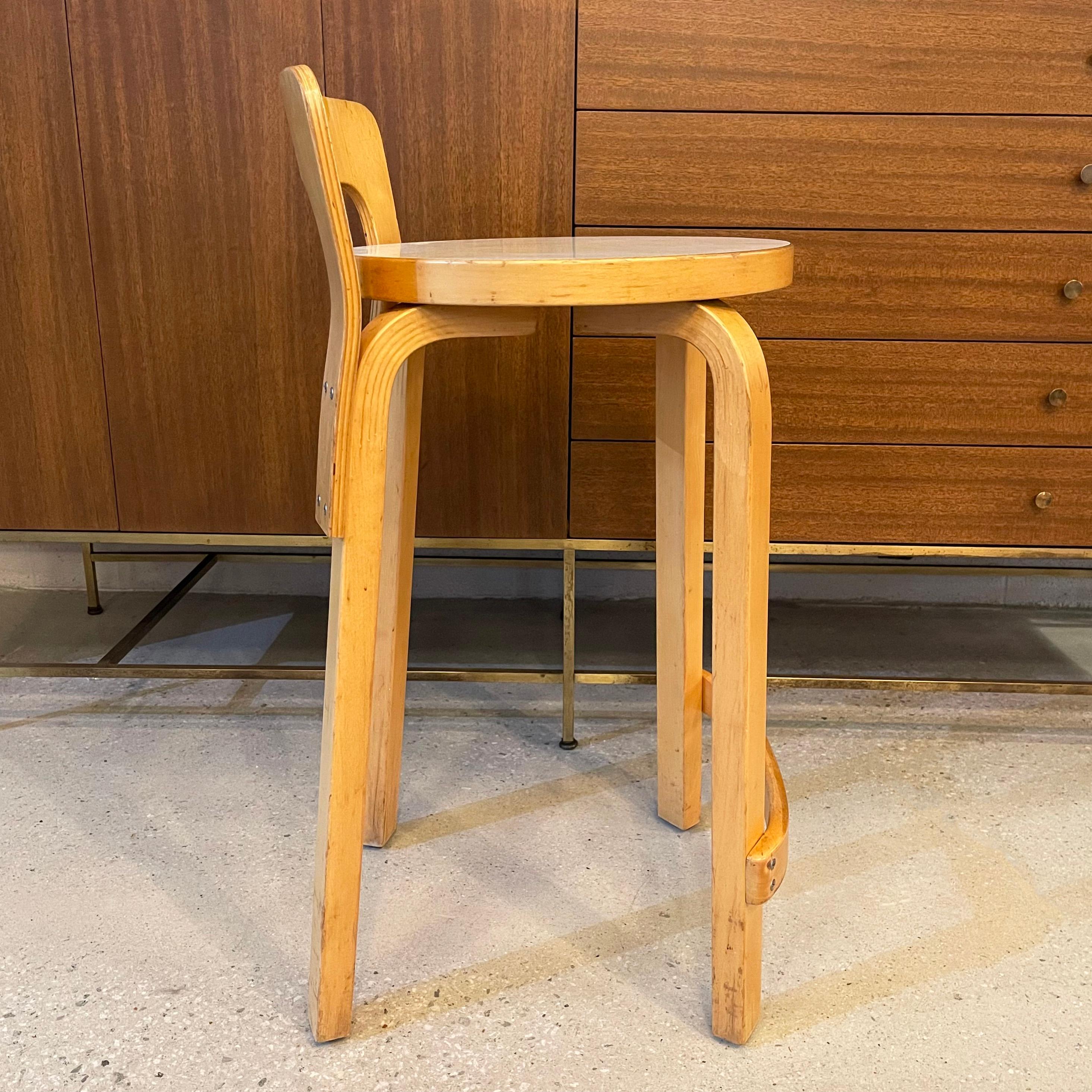 Laminate Bent Birch Wood K65 Stool By Alvar Aalto For Artek For Sale