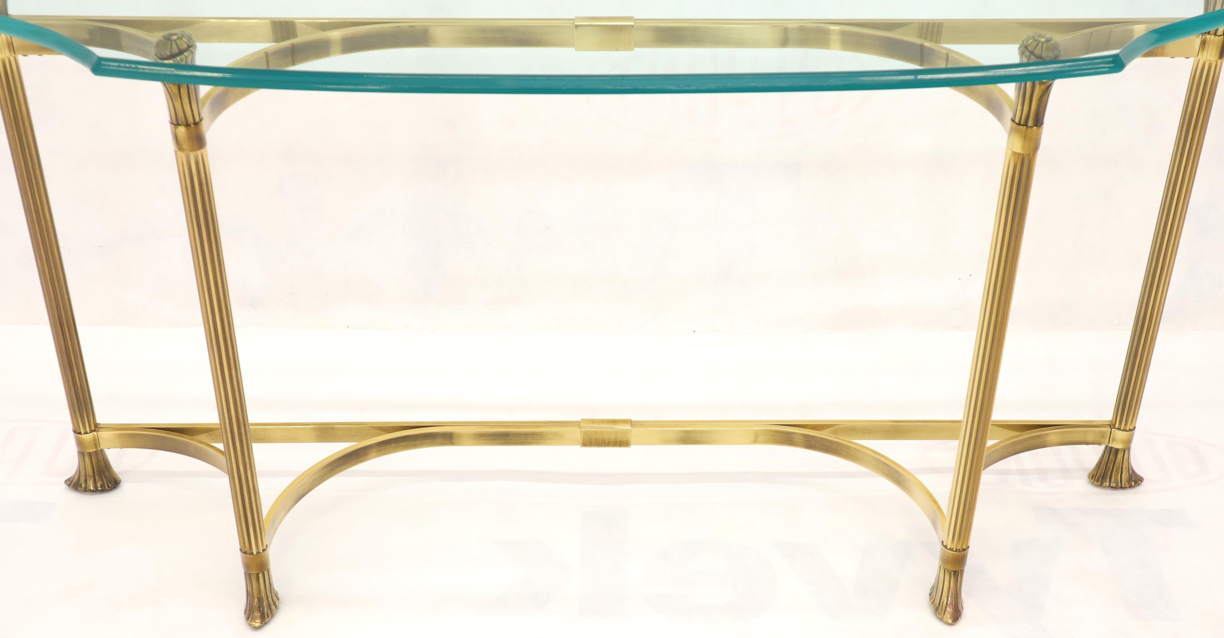 Bent Brass Base Curved Glass Top Figural Console Sofa Table 1