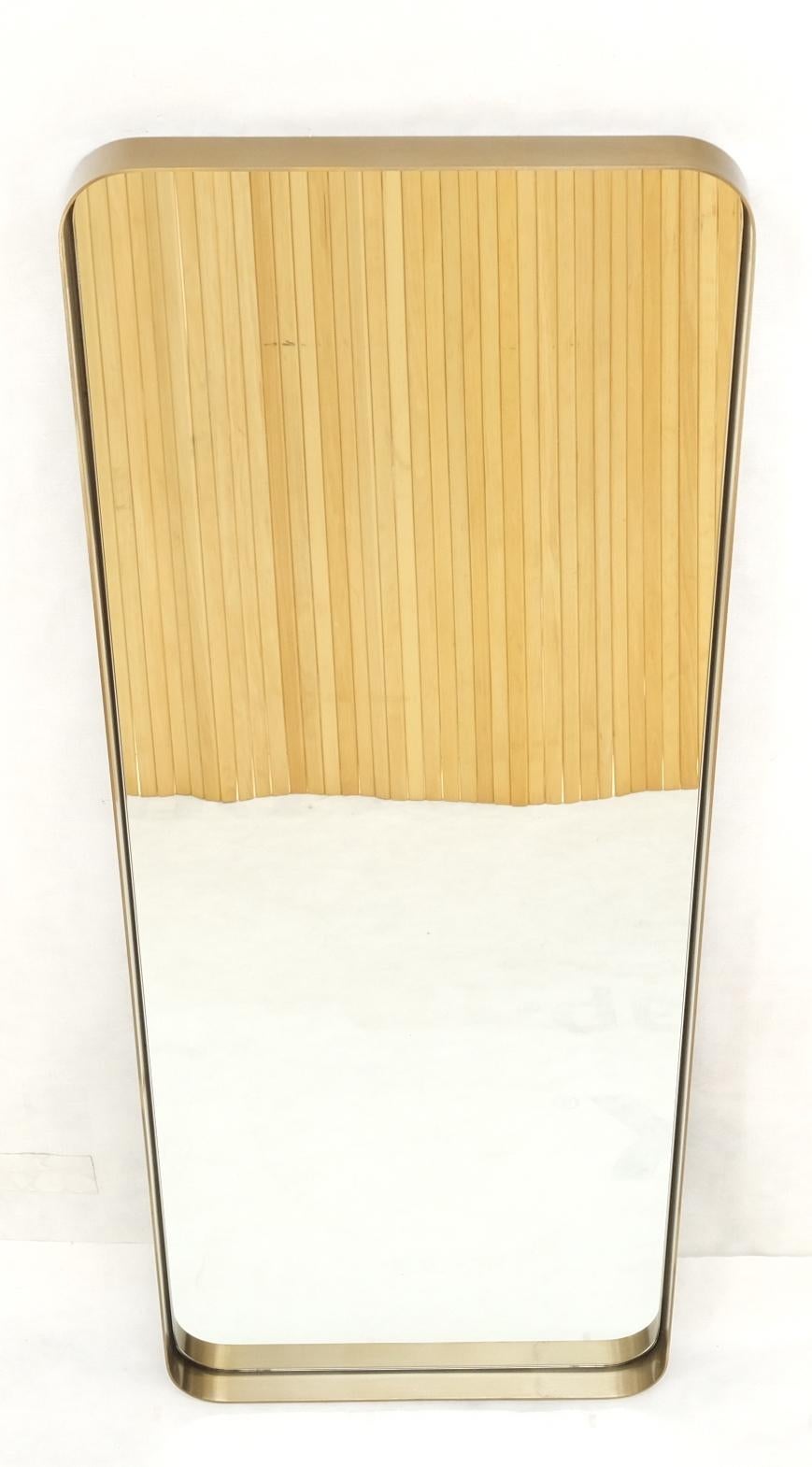 Bent Brushed Brass Frame Rounded Corners Mid Century Modern Wall Mirror Mint 7