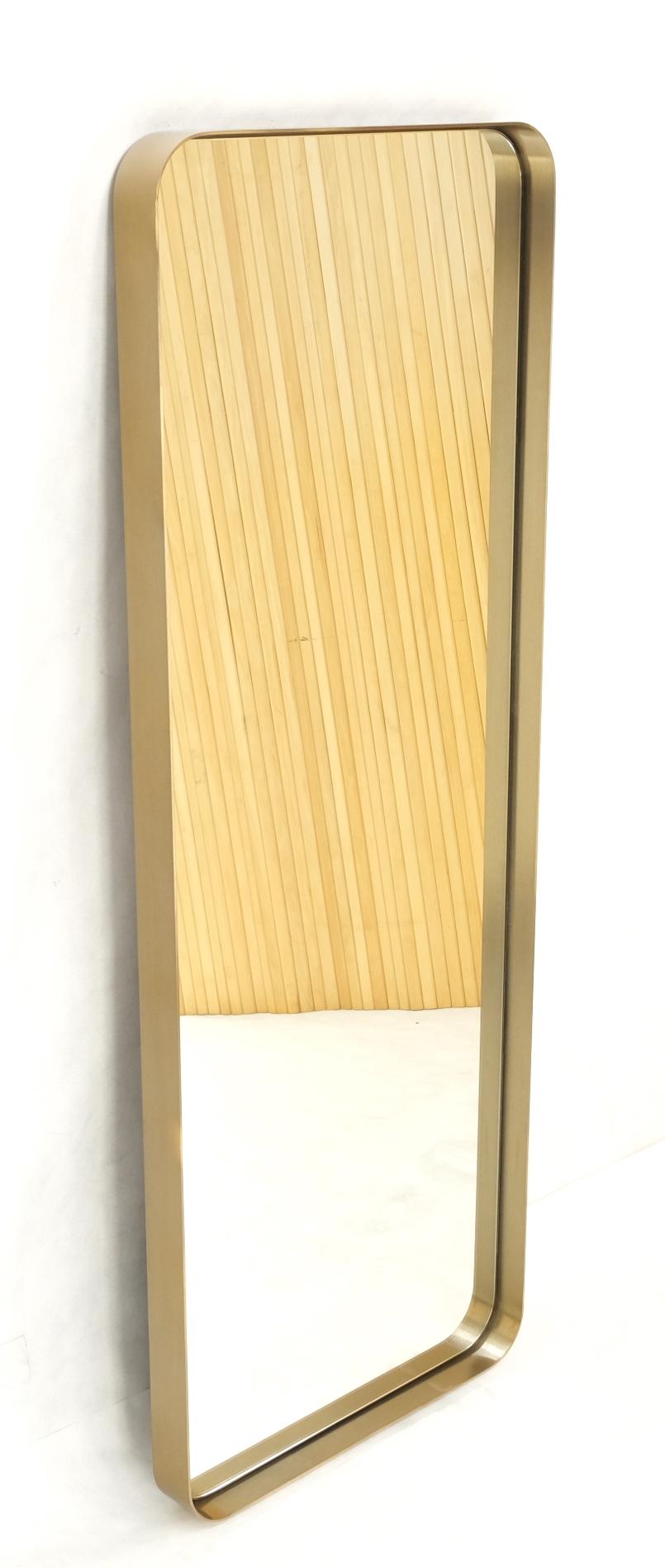 Bent Brushed Brass Frame Rounded Corners Mid Century Modern Wall Mirror Mint 8