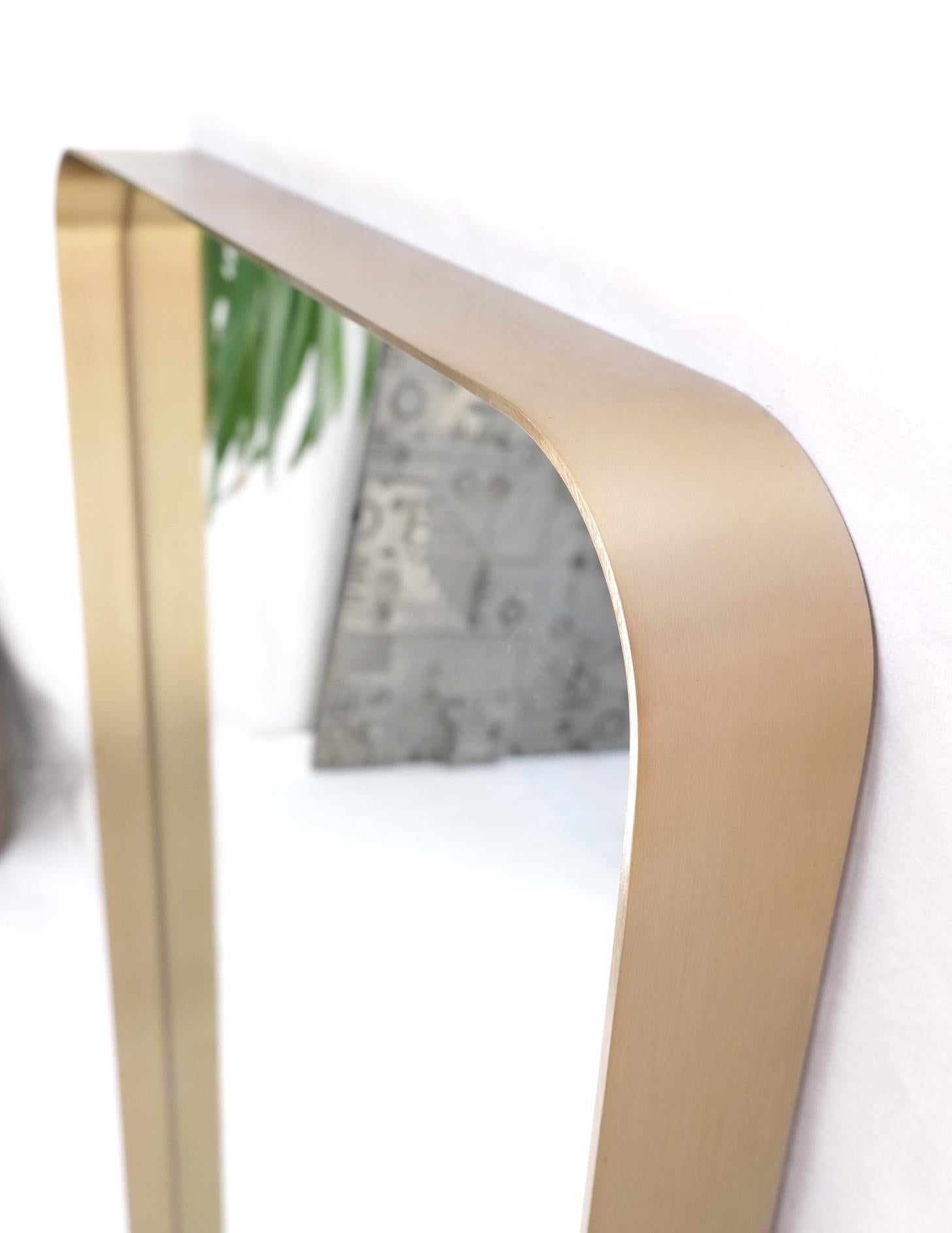 Mid-Century Modern Bent Brushed Brass Frame Rounded Corners Mid Century Modern Wall Mirror Mint