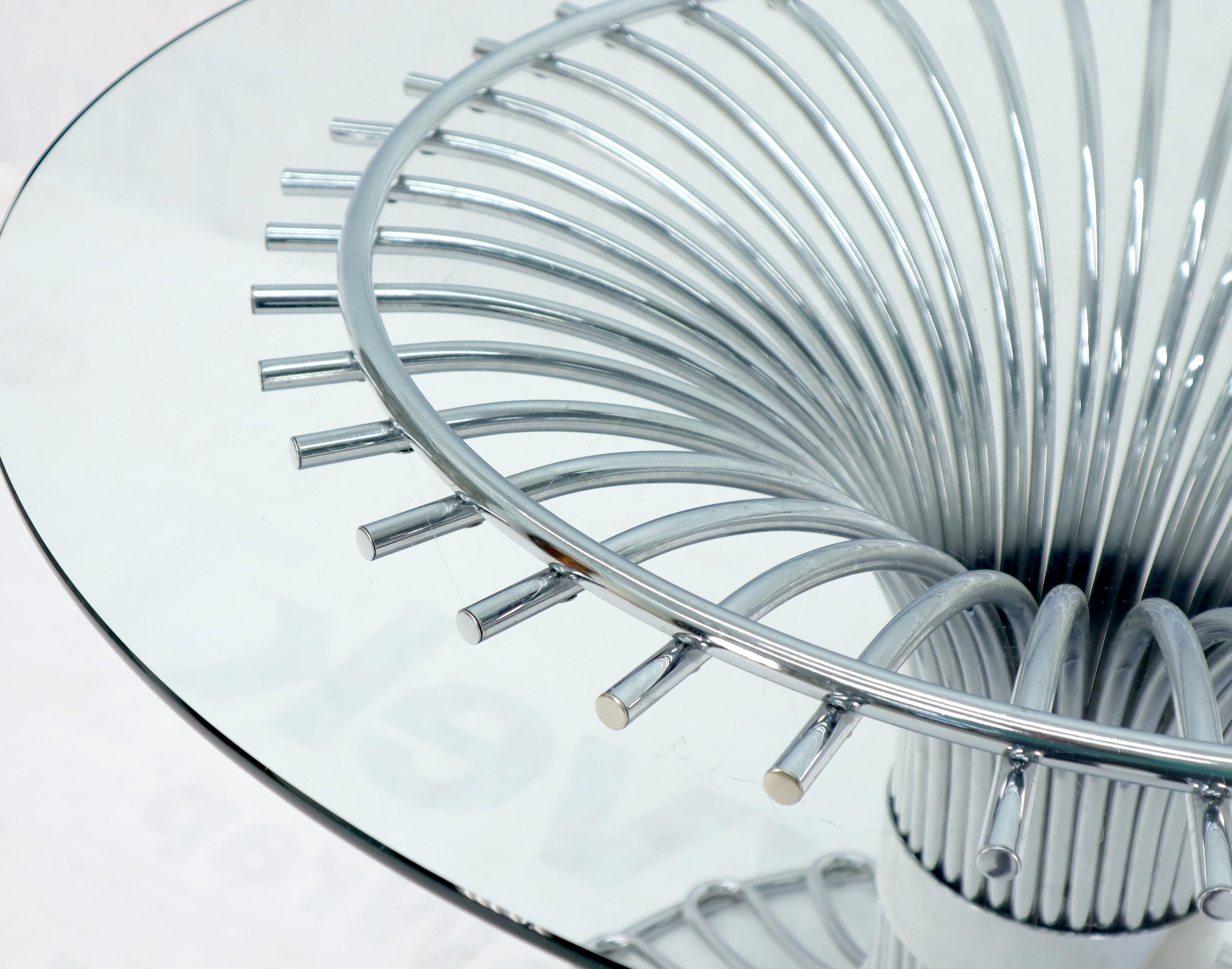 Bent Chrome Tube Pedestal Base Glass Top Dining Table 2