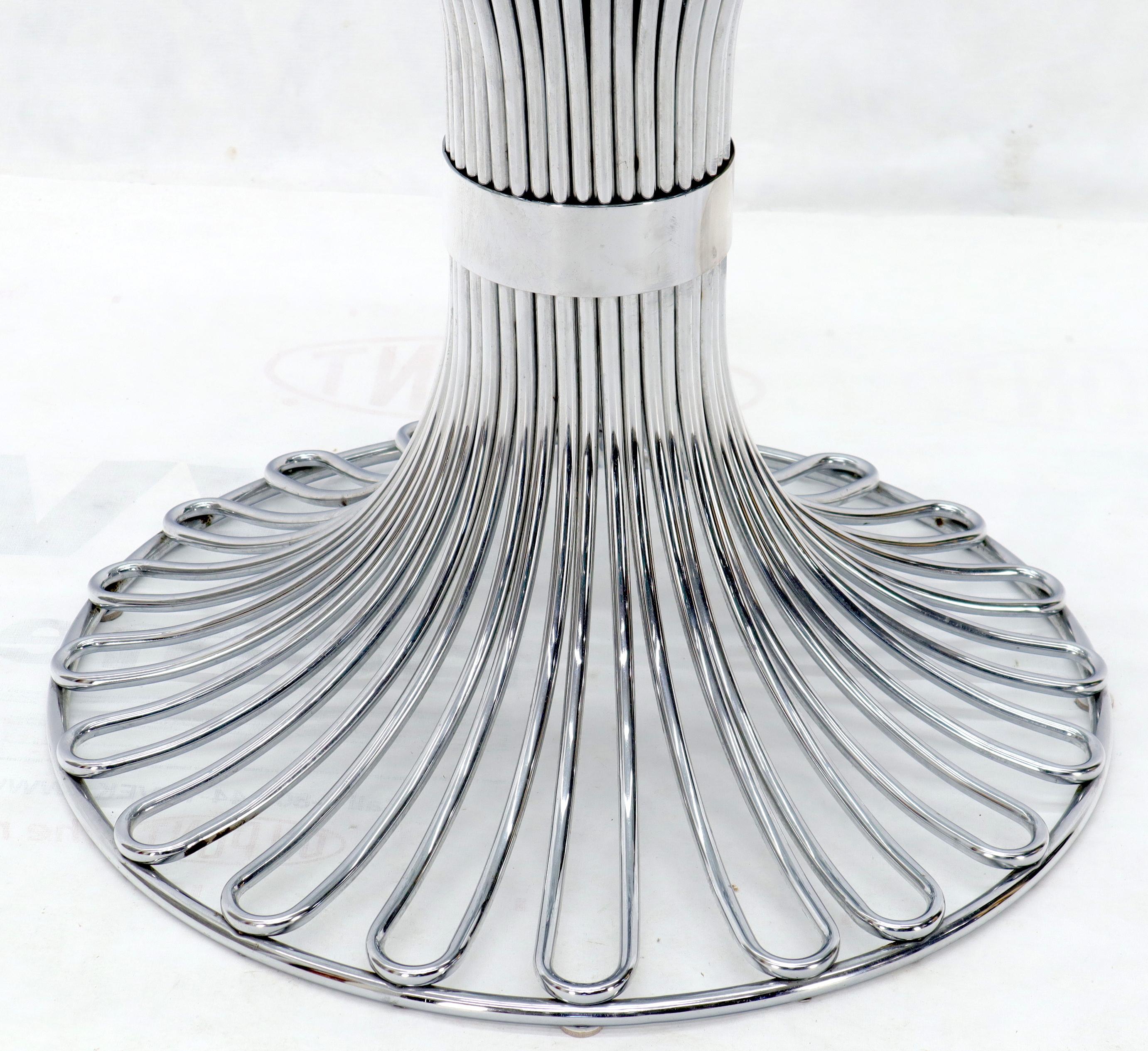 Mid-Century Modern Bent Chrome Tube Pedestal Base Glass Top Dining Table