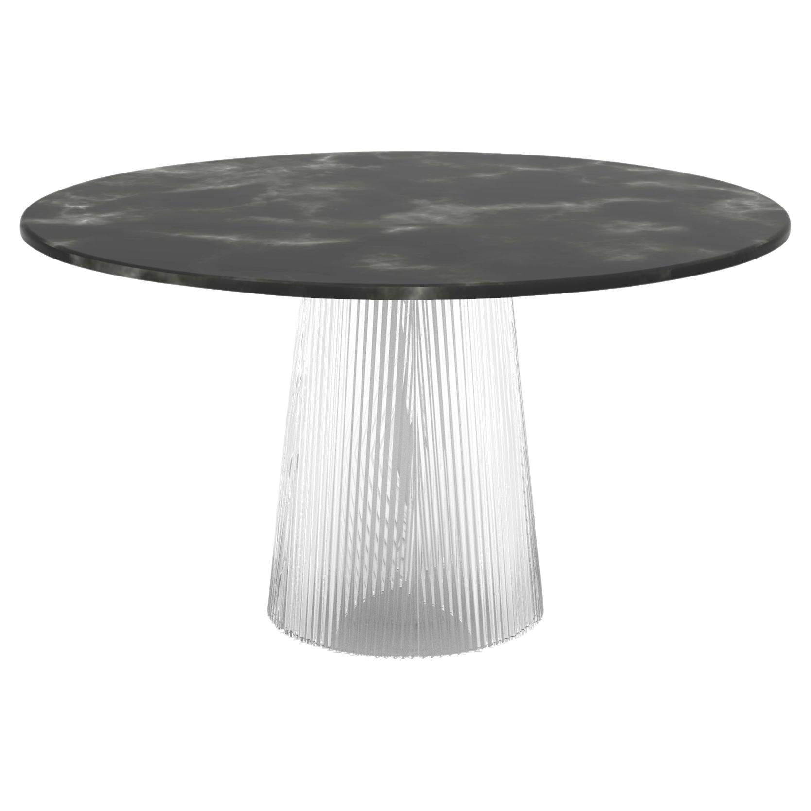 Bent Dining Table Medium Black Transparent by Pulpo For Sale
