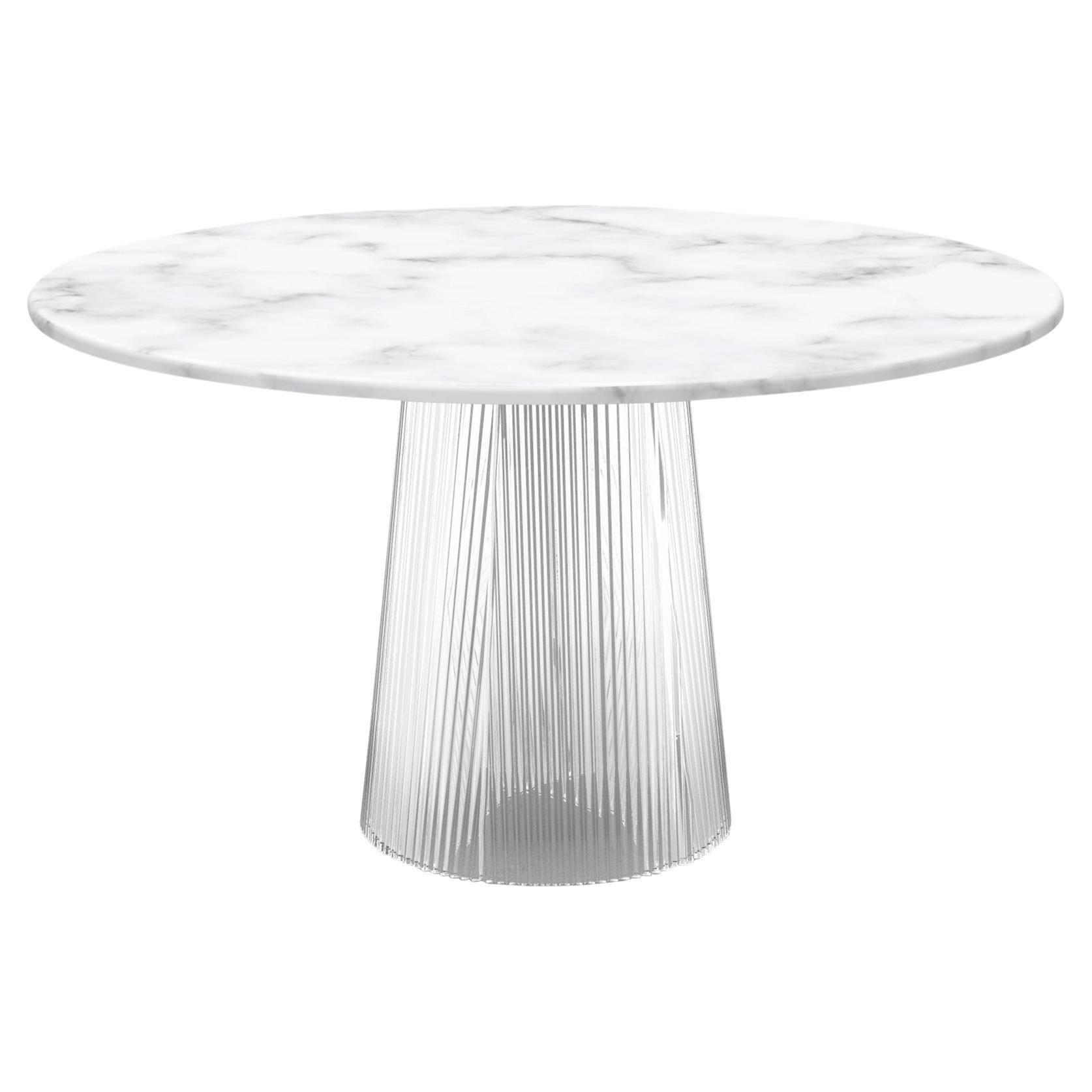 Bent Dining Table Medium White Transparent by Pulpo For Sale