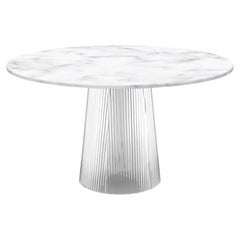 Bent Dining Table Medium White Transparent by Pulpo