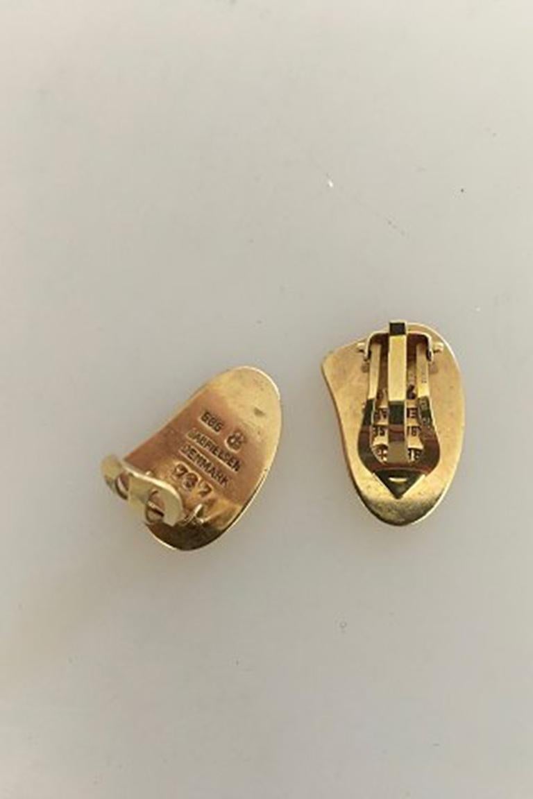 Modern Bent Gabrielsen 14 Karat Gold Ear Clips For Sale