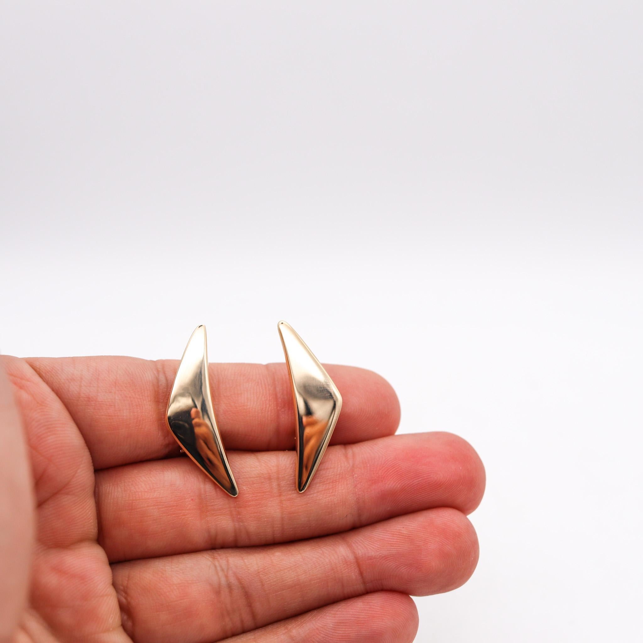 Geometrische Ohrringe aus 14 Karat Gold, Gabrielsen 1960 für Hans Hansen, Dänemark im Zustand „Hervorragend“ im Angebot in Miami, FL