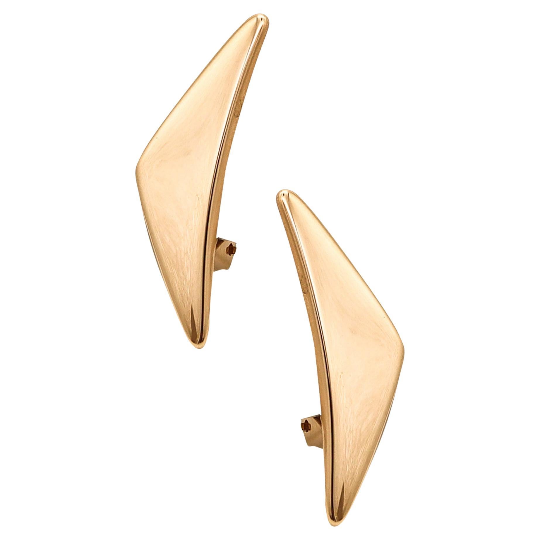 Bent Gabrielsen 1960 for Hans Hansen Denmark Geometric Earrings in 14Karat Gold