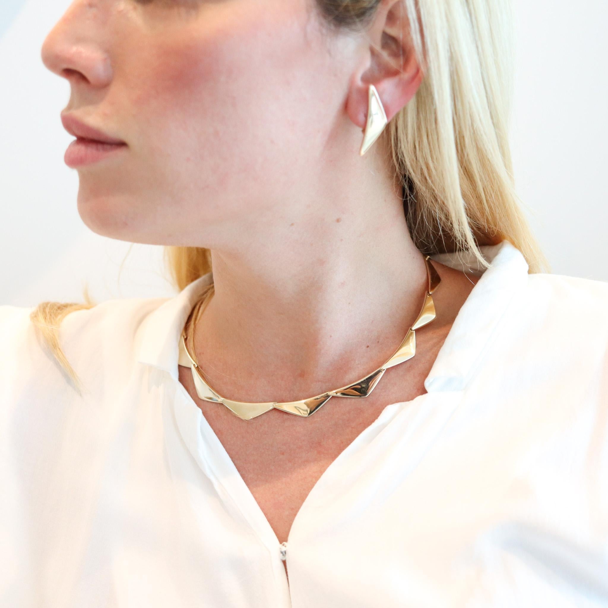 Bent Gabrielsen 1960 Per Hans Hansen Danimarca Collana con picco geometrico in oro 14Kt in vendita 5