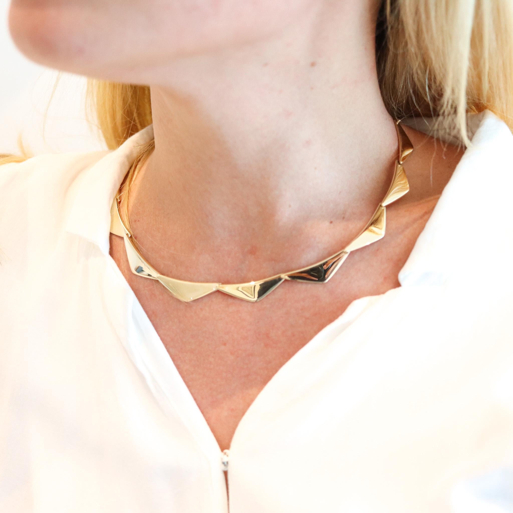 Bent Gabrielsen 1960 for Hans Hansen Denmark Geometric Peak Necklace 14k Gold For Sale 3