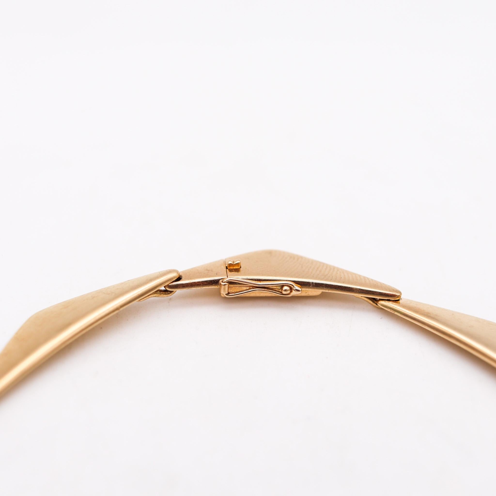 Modernista Bent Gabrielsen 1960 Per Hans Hansen Danimarca Collana con picco geometrico in oro 14Kt in vendita