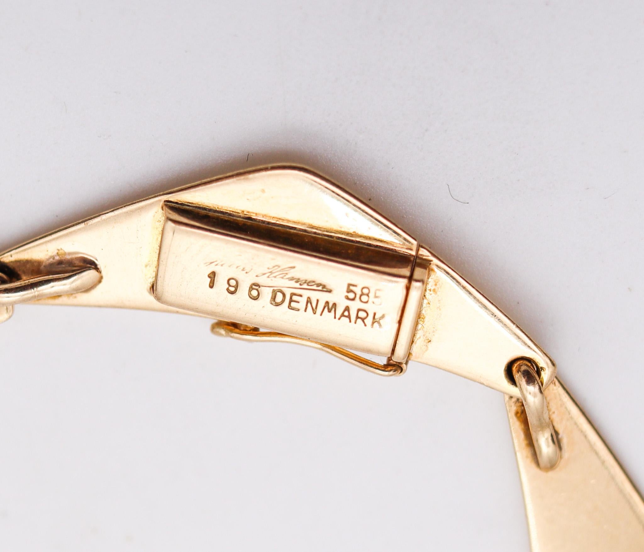 Bent Gabrielsen 1960 Per Hans Hansen Danimarca Collana con picco geometrico in oro 14Kt In condizioni ottime in vendita a Miami, FL