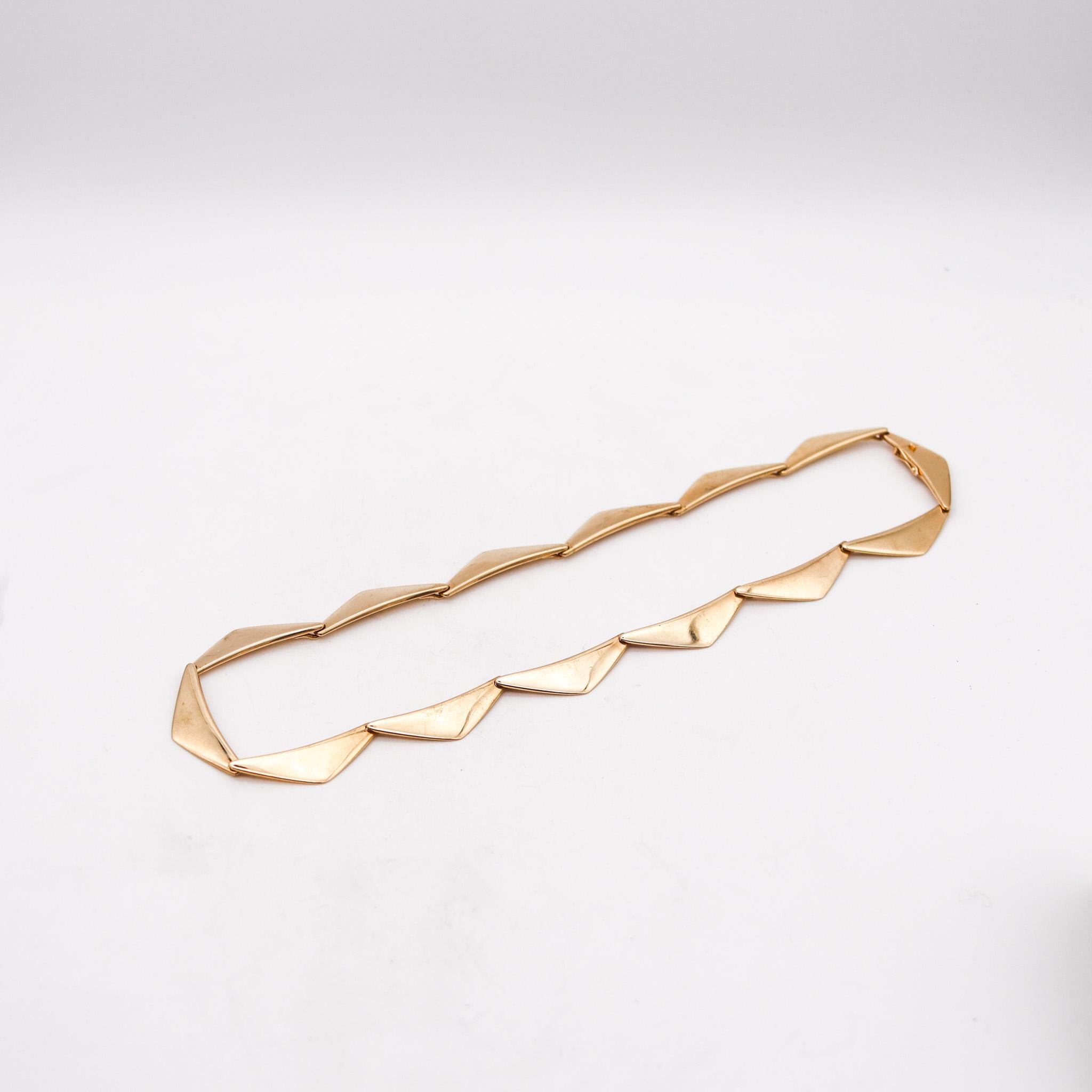 Donna Bent Gabrielsen 1960 Per Hans Hansen Danimarca Collana con picco geometrico in oro 14Kt in vendita