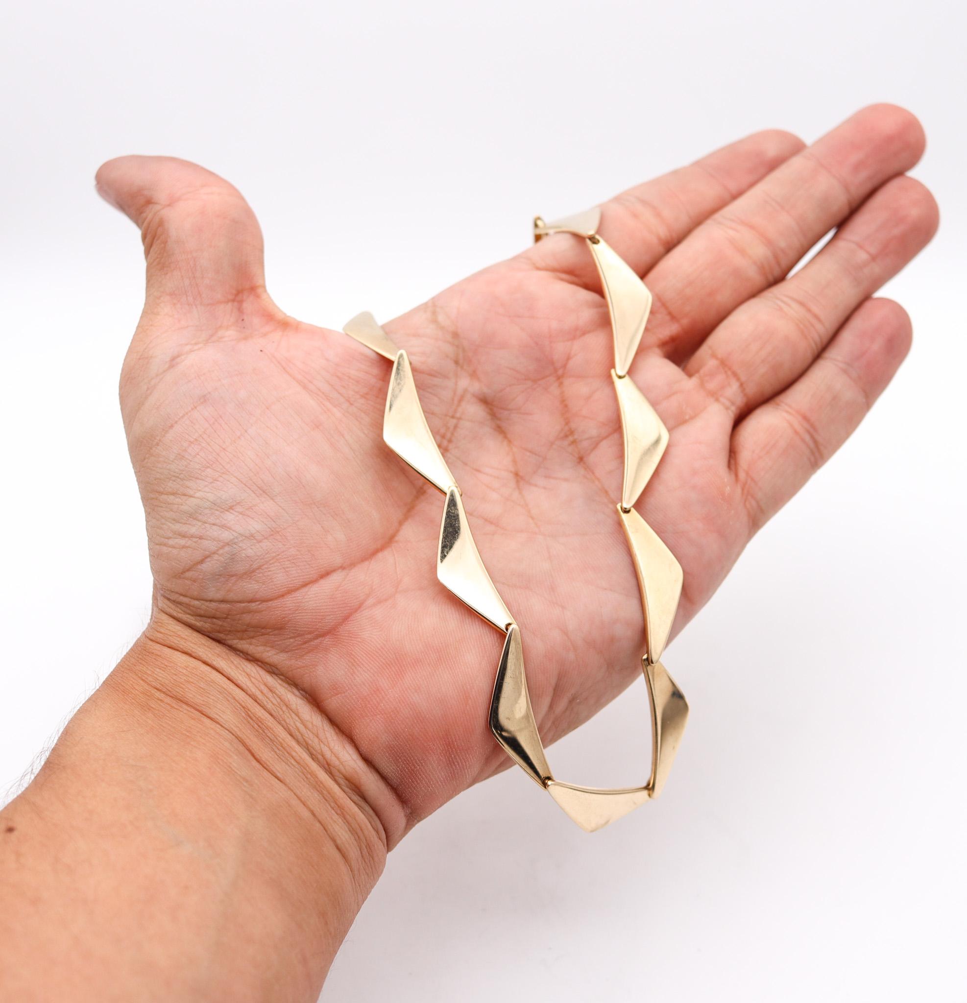 Bent Gabrielsen 1960 Per Hans Hansen Danimarca Collana con picco geometrico in oro 14Kt in vendita 1