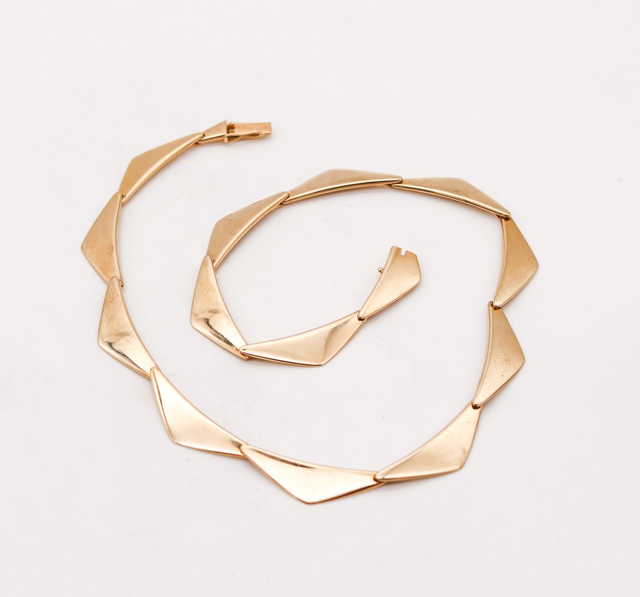 Bent Gabrielsen 1960 Per Hans Hansen Danimarca Collana con picco geometrico in oro 14Kt in vendita 2