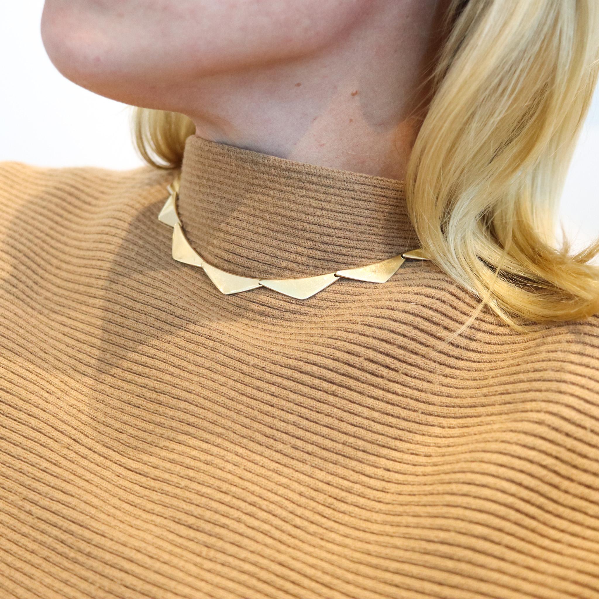 Bent Gabrielsen 1960 Per Hans Hansen Danimarca Collana con picco geometrico in oro 14Kt in vendita 3