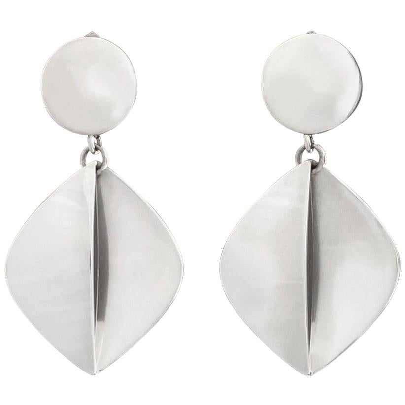 Bent Gabrielsen for Georg Jensen Modernist Silver Clip-On Earrings #380B For Sale
