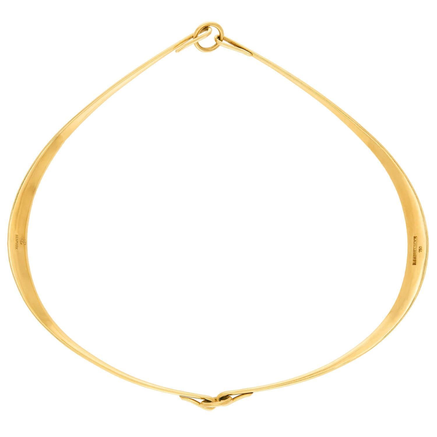 Retro BENT GABRIELSEN Vintage 18k Collar Necklace For Sale