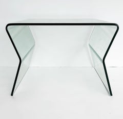 Bent Glass Side Tables in the Manner of Fiam Italy, a Matching Pair Circa 2010