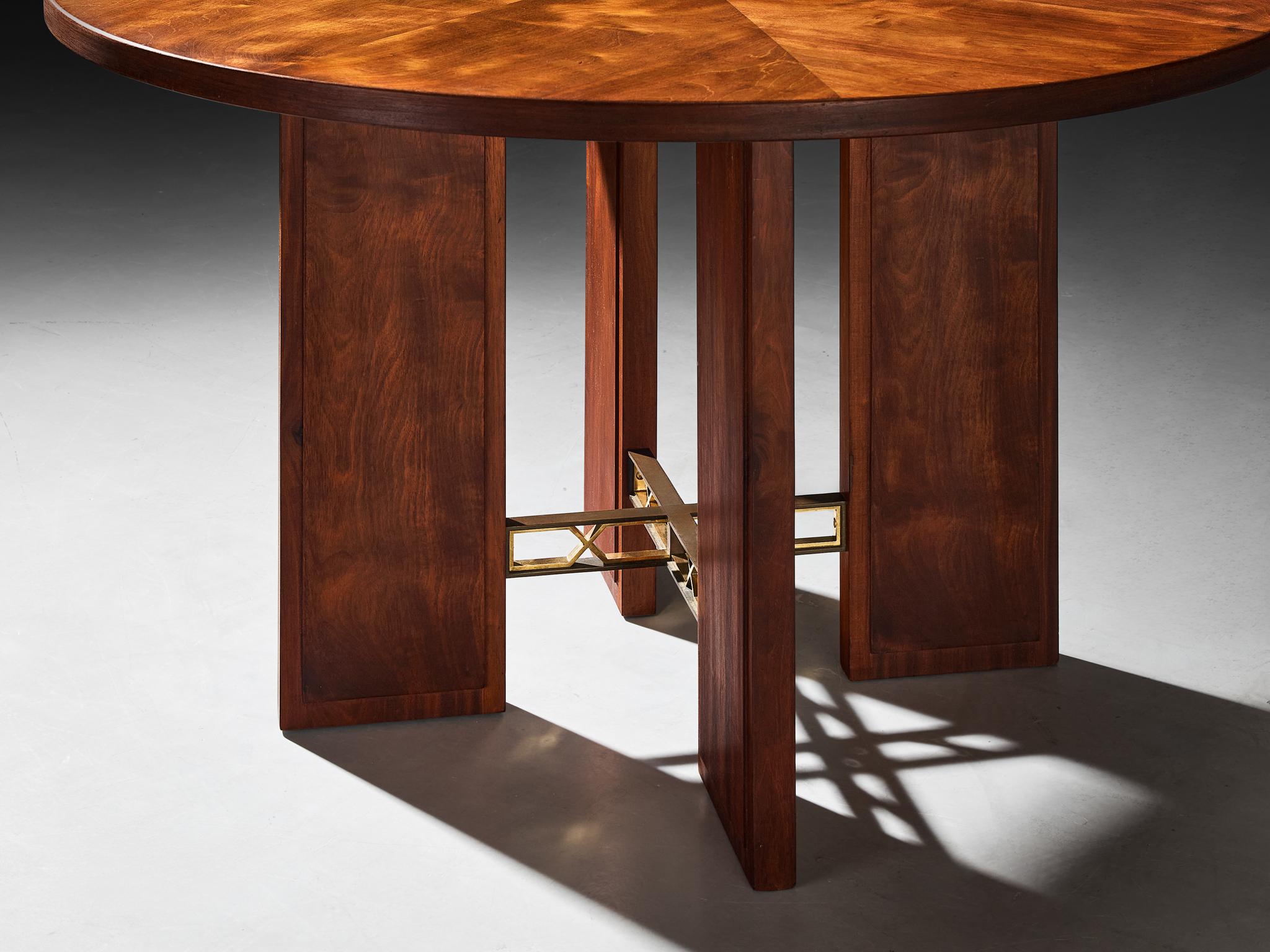Art déco Table Art Déco Bent Helweg-Møller 1920 en acajou et laiton en vente