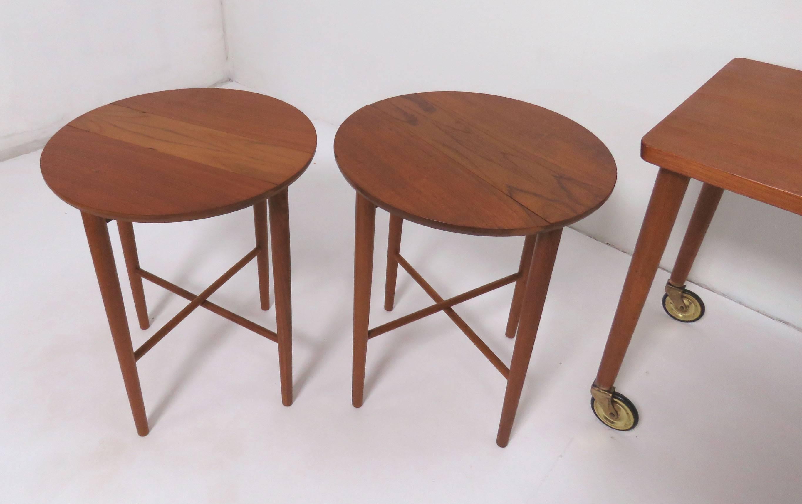 Bent Hundevad Danish Teak Nesting Tables or Serving Tables Set, circa 1960s 3