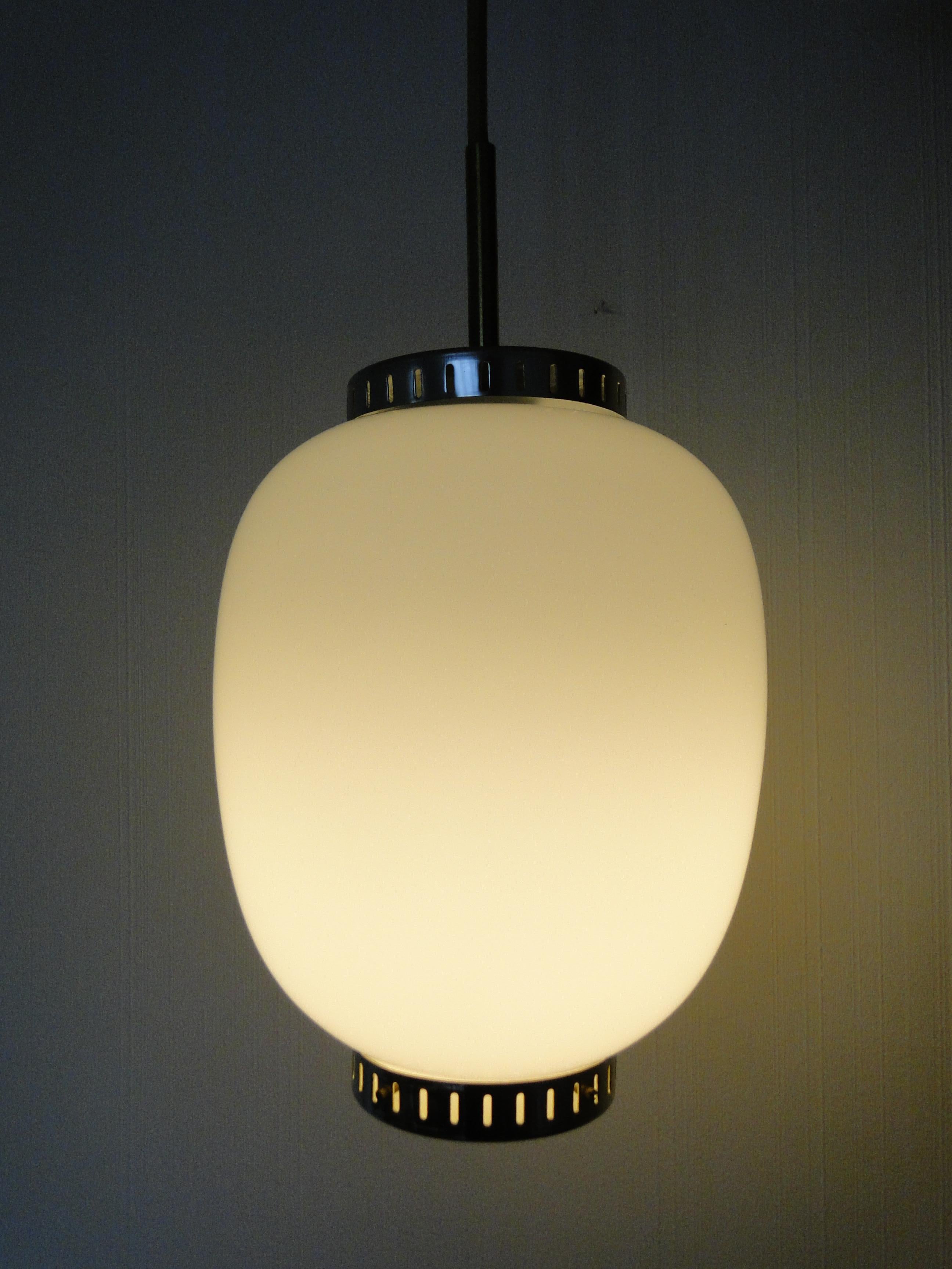 Bent Karlby. China lamp in white opal glass, silver brass mounting, frosted glass blind shade. 1960s. 

Produced by Lyfa. 

Good used condition.

E27 Bulb rewired and functional.