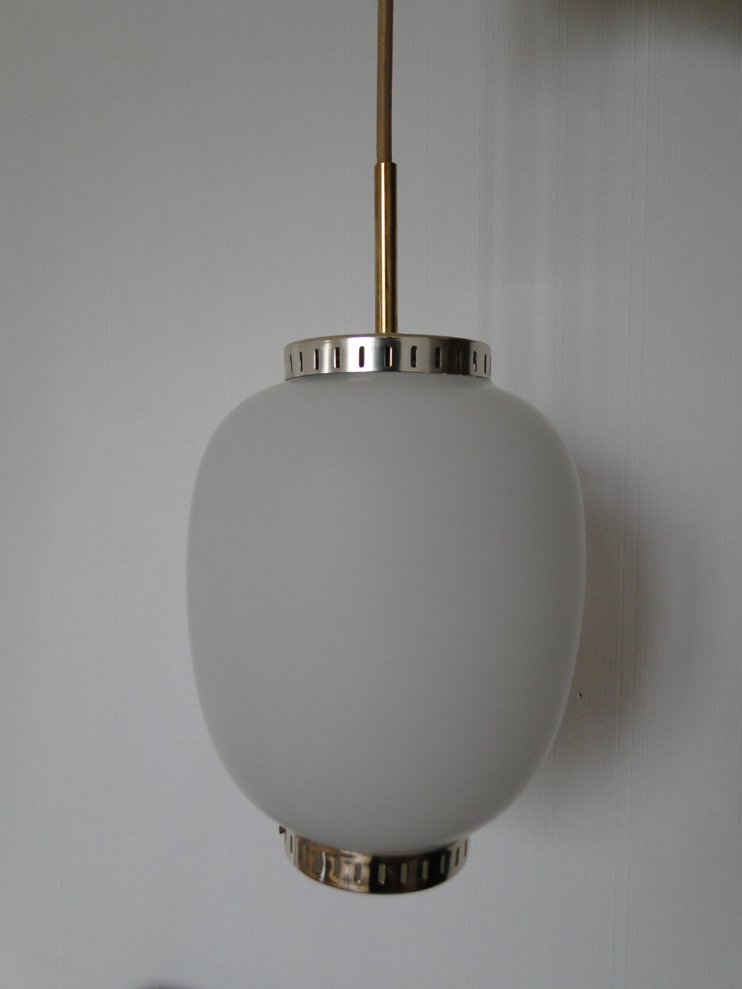 20th Century Bent Kalrby Vintage XL Brass Glass Kina Pendant Lamp Lyfa Denmark For Sale