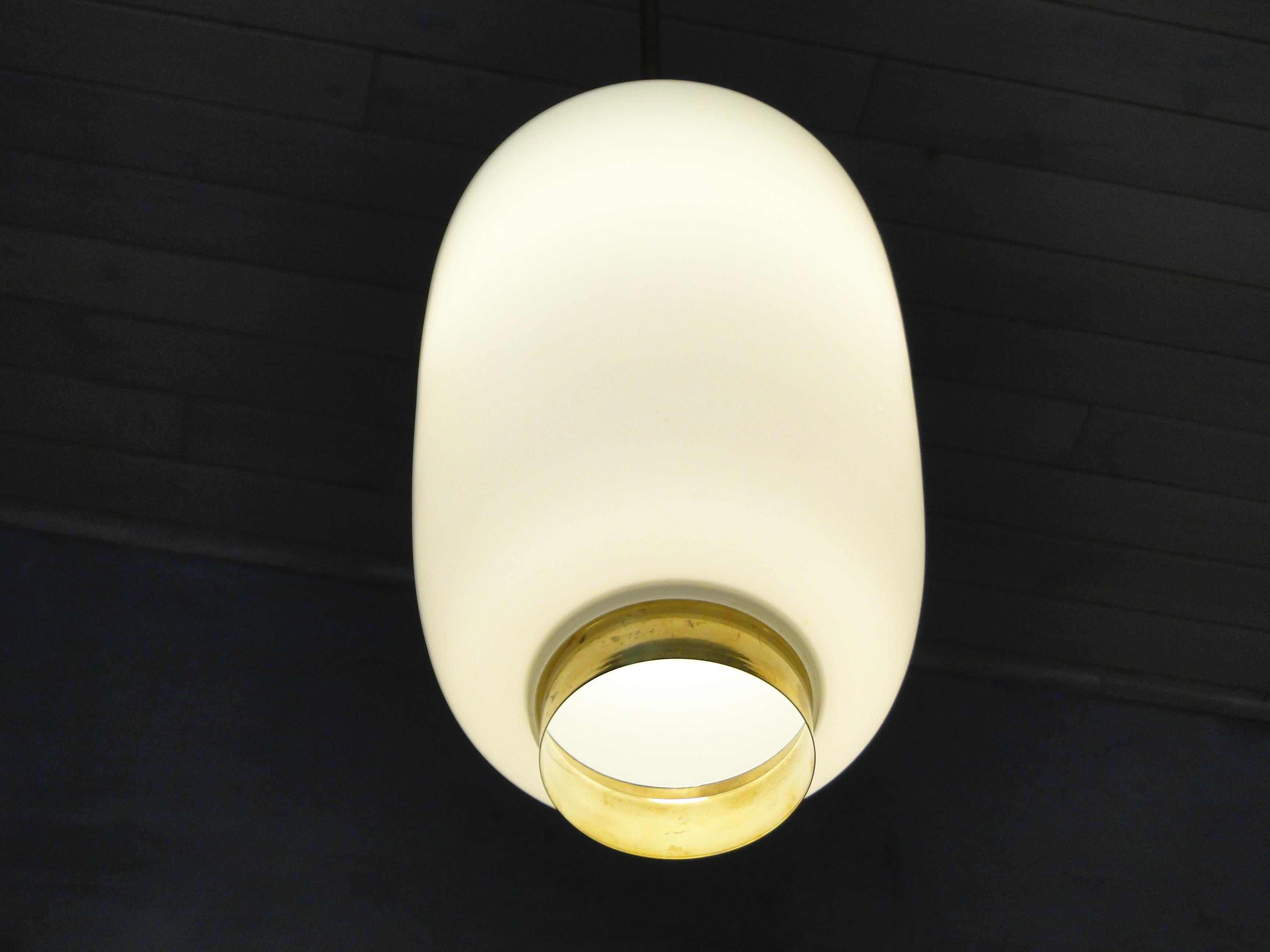 Bent Kalrby Vintage  XXL Brass  Glass Royal Pendant Lamp  Lyfa Denmark For Sale 4