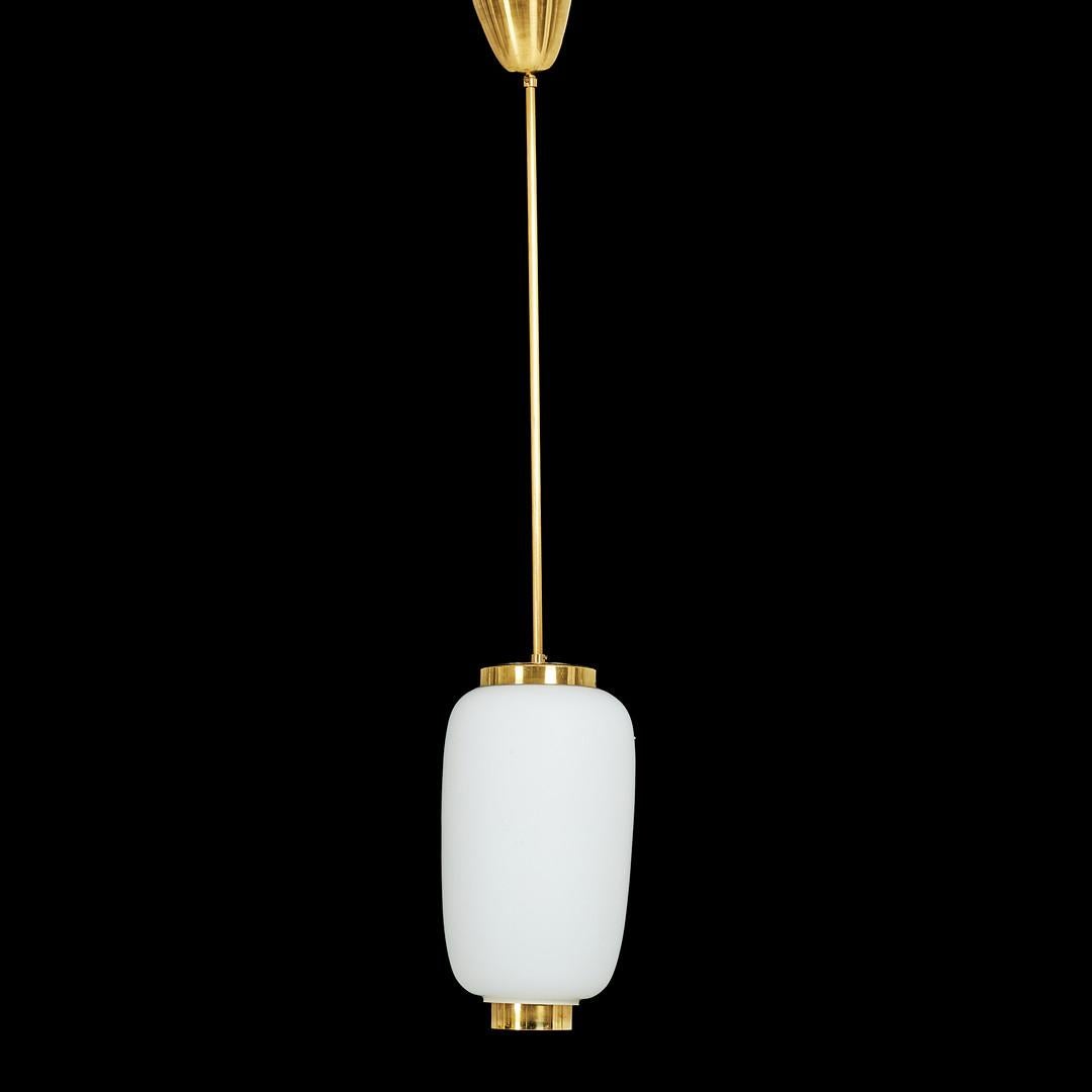 Bent Karlby. Royal  lamp in white opal glass, brass mounting, frosted glass blind shade. 1960s. 
Produced by Lyfa. Good used condition.
E27 Bulb rewired and functional 