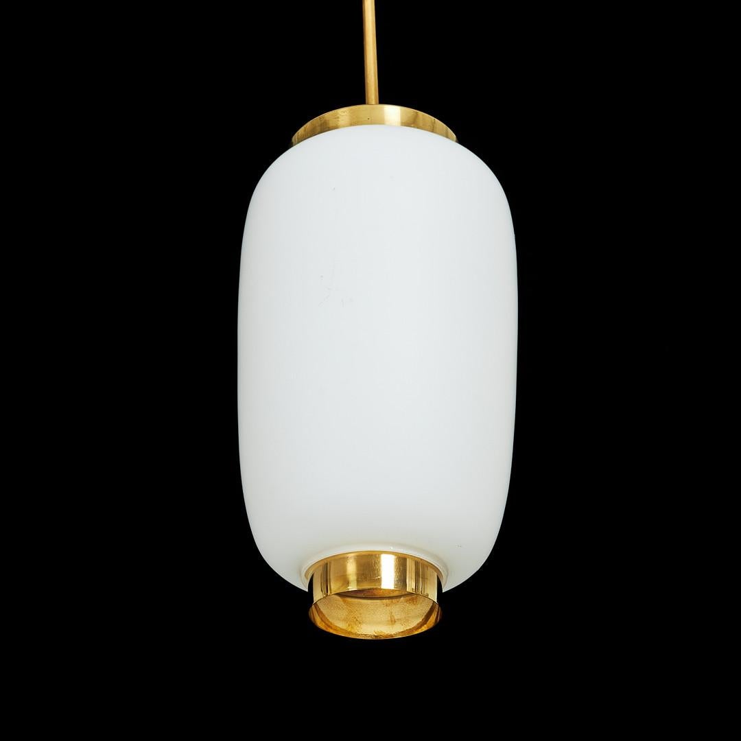 Scandinavian Modern Bent Kalrby Vintage  XXL Brass  Glass Royal Pendant Lamp  Lyfa Denmark For Sale