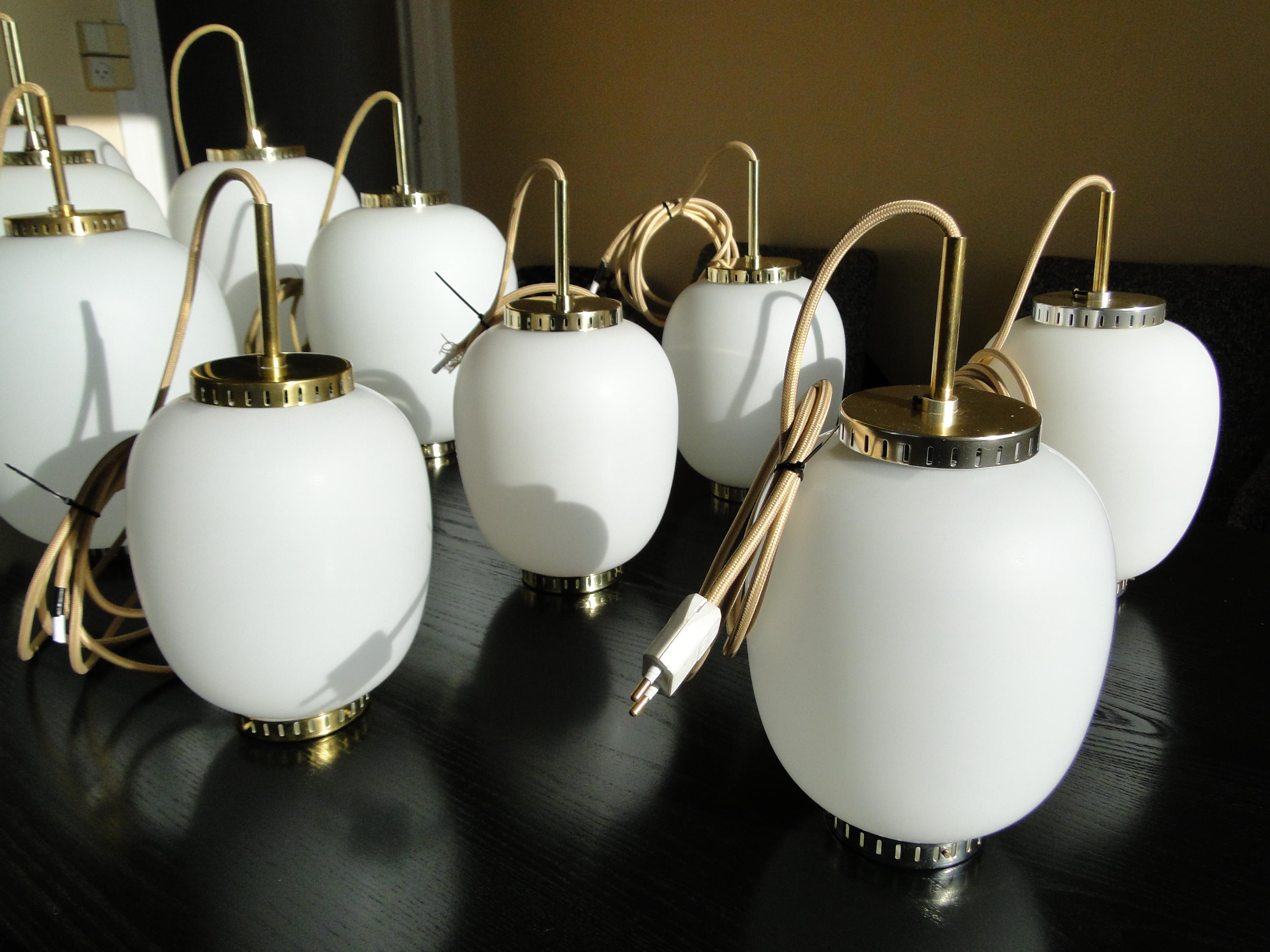 Bent Karlby 12 Brass Glass Kina Pendant Lamp Lyfa Denmark 1