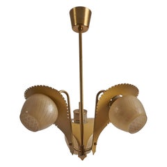 Bent Karlby Attribution, lustre, laiton, métal, verre, Danemark, années 1950